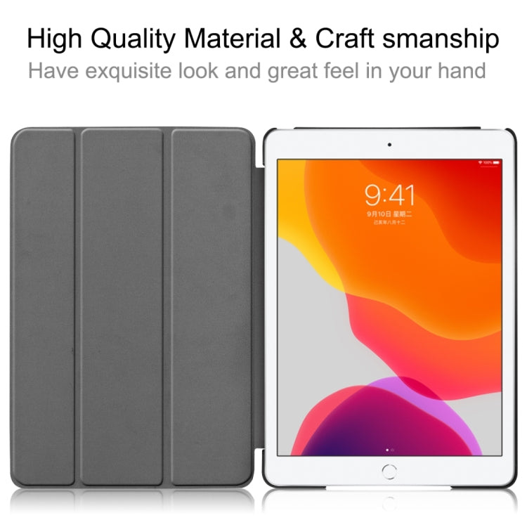For iPad 10.2 Custer Texture Horizontal Flip Smart PU Leather Case with Sleep / Wake-up Function & Three-folding Holder (Dark Blue) - iPad 10.2 Cases by PMC TechLife | Online Shopping South Africa | PMC TechLife