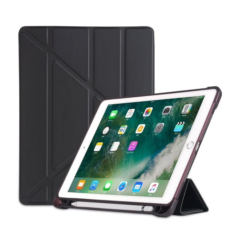 Multi-folding Shockproof TPU Protective Case for iPad 9.7 (2018) / 9.7 (2017) / air / air2, with Holder & Pen Slot(Black) - free shipping - PMC TechLife - Order now!