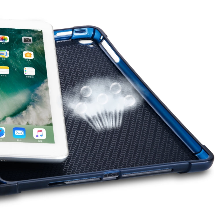 Multi-folding Shockproof TPU Protective Case for iPad 9.7 (2018) / 9.7 (2017) / air / air2, with Holder & Pen Slot(Blue) - iPad 9.7 (2018) & (2017) Cases by PMC TechLife | Online Shopping South Africa | PMC TechLife