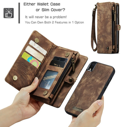 For iPhone XR CaseMe Detachable Multifunctional Horizontal Flip Leather Case with Card Slot & Holder & Zipper Wallet & Photo Frame (Brown) - More iPhone Cases by CaseMe | Online Shopping South Africa | PMC Jewellery