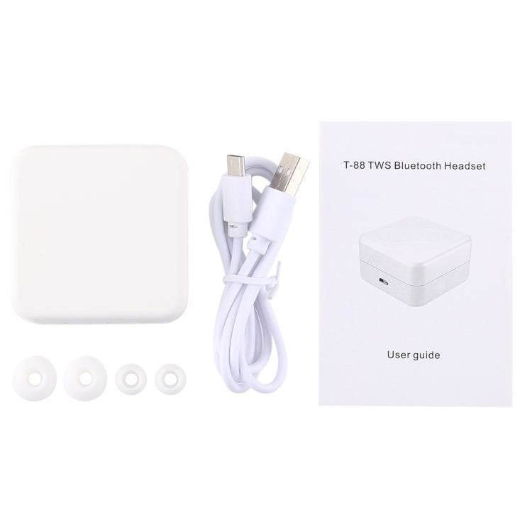 T-88 TWS Bluetooth V5.0 Wireless Stereo Earphones with Magnetic Charging Box(White) - TWS Earphone by PMC TechLife | Online Shopping South Africa | PMC TechLife