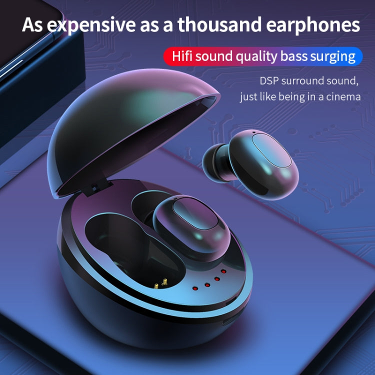 A10 TWS Space Capsule Shape Wireless Bluetooth Earphone with Magnetic Charging Box & Lanyard, Support HD Call & Automatic Pairing Bluetooth(Black White) - TWS Earphone by PMC Jewellery | Online Shopping South Africa | PMC Jewellery