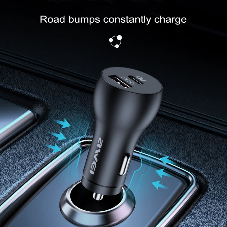 awei C-822 18W PD 8 Pin + 18W QC 3.0 USB Interface Car Charger(Black) - Car Charger by awei | Online Shopping South Africa | PMC Jewellery