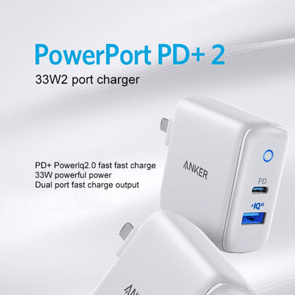 ANKER A2626 33W PowerPort PD USB-C / Type-C Interface + PowerIQ 2.0 USB-A Interface Wall Charger, US Plug(White) - USB Charger by ANKER | Online Shopping South Africa | PMC Jewellery