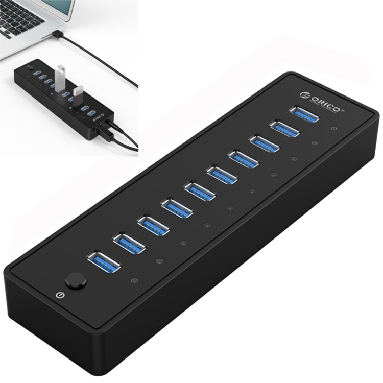 ORICO P10-U3-V1 10 USB 3.0 Ports HUB, Specification: EU Plug - USB HUB by ORICO | Online Shopping South Africa | PMC Jewellery | Buy Now Pay Later Mobicred