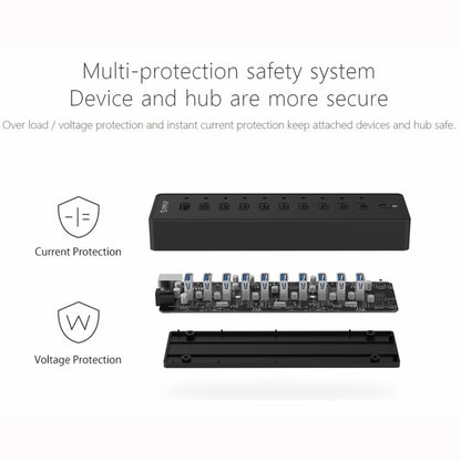 ORICO P10-U3-V1 10 USB 3.0 Ports HUB, Specification: EU Plug - USB HUB by ORICO | Online Shopping South Africa | PMC Jewellery | Buy Now Pay Later Mobicred