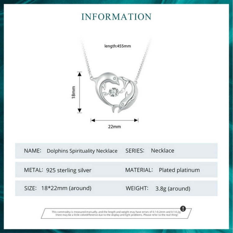 BSN340 Sterling Silver S925 White Gold Plated Zircon Cute Dolphin Necklace - Necklaces & Pendants by PMC Jewellery | Online Shopping South Africa | PMC Jewellery