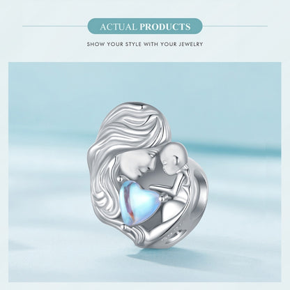 SCC2539 S925 Sterling Silver Necklace Pendant Accessories Heart Shape Parent-child Mother Love DIY Bracelet Beads - Jewelry Accessories by PMC Jewellery | Online Shopping South Africa | PMC Jewellery
