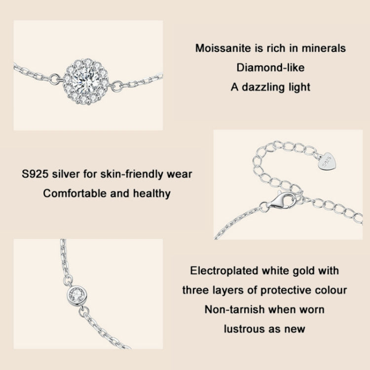 MSB007 Sterling Silver S925 White Gold Plated Zircon Moissanite Simple Bracelet - Bracelets by PMC Jewellery | Online Shopping South Africa | PMC Jewellery