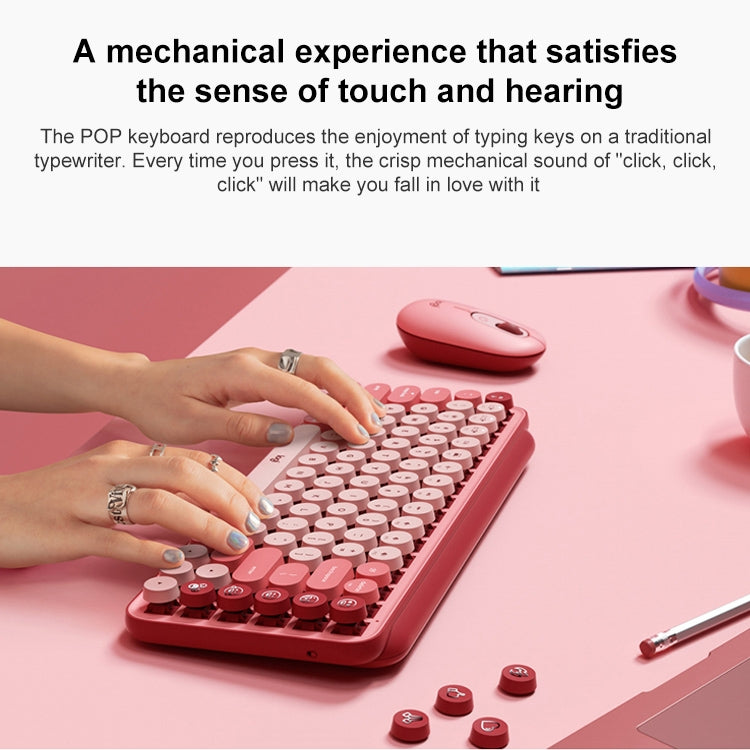 Logitech POP KEYS Round Button Bluetooth Mechanical Keyboard (Pink) - Wireless Keyboard by Logitech | Online Shopping South Africa | PMC Jewellery | Buy Now Pay Later Mobicred