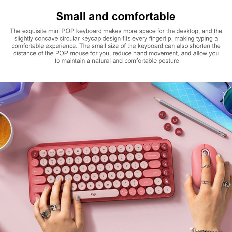 Logitech POP KEYS Round Button Bluetooth Mechanical Keyboard (Pink) - Wireless Keyboard by Logitech | Online Shopping South Africa | PMC Jewellery | Buy Now Pay Later Mobicred