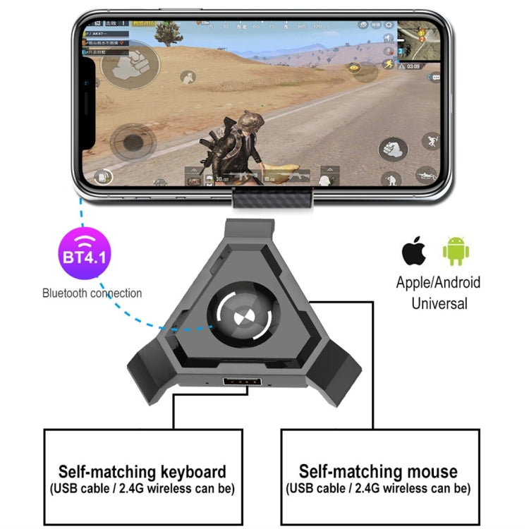 HXSJ P5 Bluetooth 4.1 Keyboard Mouse Bluetooth Gaming Converter, Can Not Be Pressed Version(Black) - free shipping - PMC TechLife - Order now!