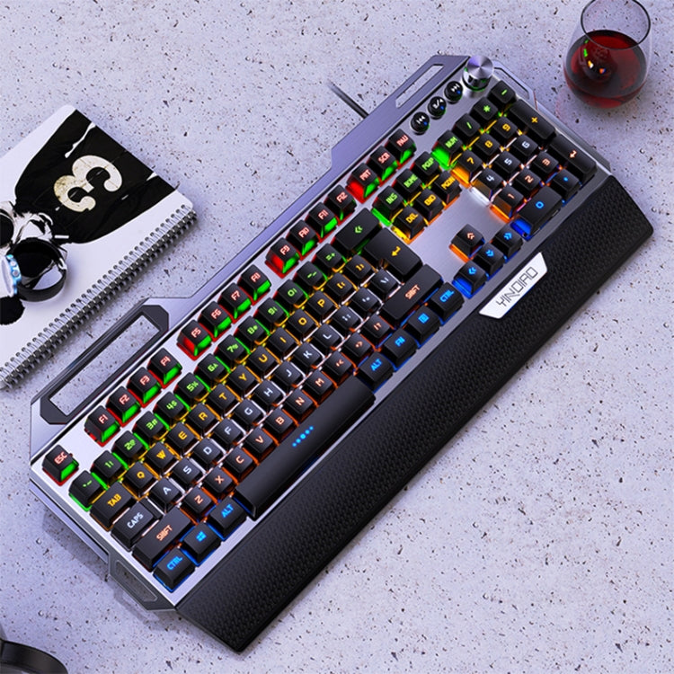 YINDIAO K100 USB Metal Mechanical Gaming Wired Keyboard, Mixed Light Blue Shaft(Black) - free shipping - PMC TechLife - Order now!