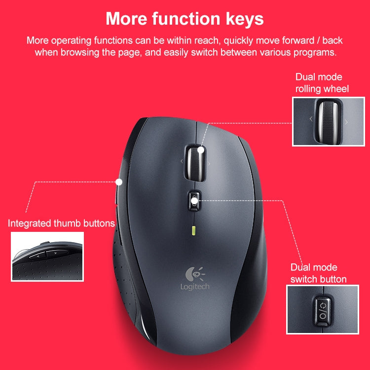 Logitech M705 1000DPI 2.4GHz Wireless Laser Dual Mode Mouse - free shipping - PMC TechLife - Order now!