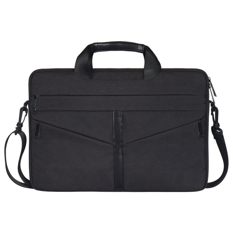 15.6 inch Breathable Wear-resistant Fashion Business Shoulder Handheld Zipper Laptop Bag with Shoulder Strap (Black) - 14.1 inch by PMC Jewellery | Online Shopping South Africa | PMC Jewellery