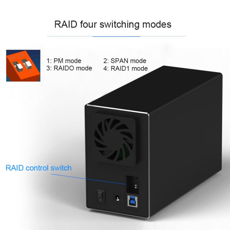 Blueendless USB-B Interface 3.5 inch 2 Bay RAID Combination Array HDD External Enclosure (UK Plug) - HDD Enclosure by Blueendless | Online Shopping South Africa | PMC TechLife