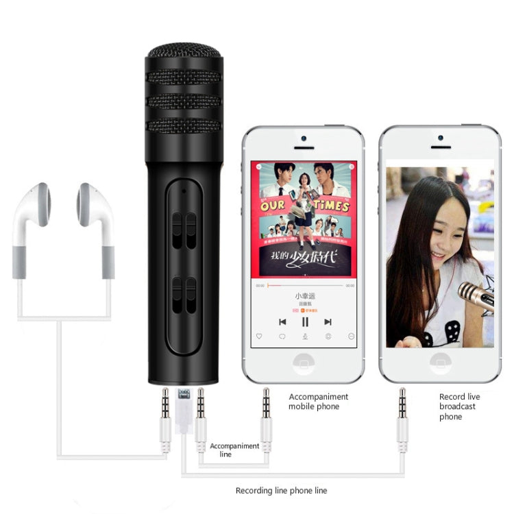 BGN-C7 Condenser Microphone Dual Mobile Phone Karaoke Live Singing Microphone Built-in Sound Card(Black) - Microphone by PMC TechLife | Online Shopping South Africa | PMC TechLife