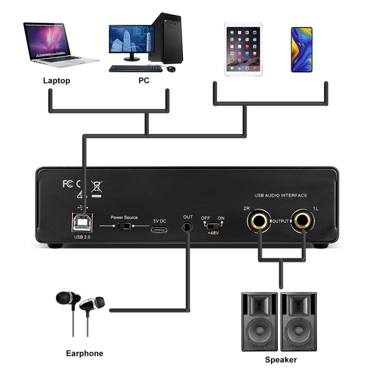 XTUGA M-22D Audio Interface Professional Sound Card - Live Sound Effects Processors by XTUGA | Online Shopping South Africa | PMC Jewellery