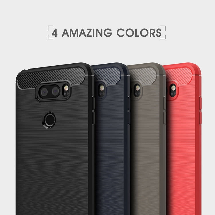 For LG V30 Brushed Texture Carbon Fiber Shockproof TPU Rugged Armor Protective Case (Black) - free shipping - PMC TechLife - Order now!