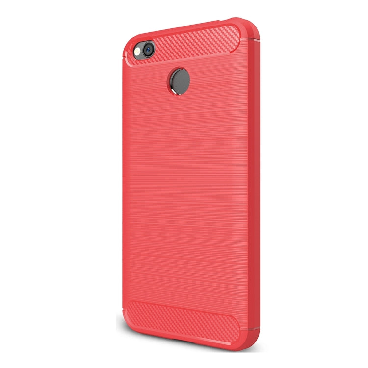 For Xiaomi  Redmi 4X  Brushed Carbon Fiber Texture Shockproof TPU Protective Cover Case(Red) - free shipping - PMC TechLife - Order now!