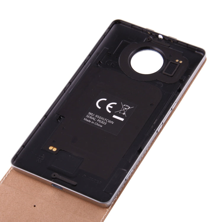 Vertical Flip Genuine Leather Case + QI Wireless Standard Charging Back Cover For Microsoft Lumia 950 XL(Brown) - Back Cover by PMC TechLife | Online Shopping South Africa | PMC TechLife | Buy Now Pay Later Mobicred