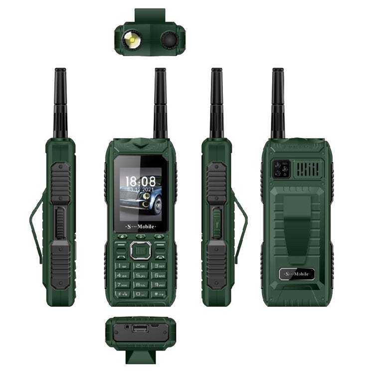 S555 Triple Proofing Elder Phone, Waterproof Shockproof Dustproof, 2400mAh Battery, 2.2. inch, 21 Keys, LED Flashlight, FM, Quad SIM, with Antenna(Green) - Others by PMC Jewellery | Online Shopping South Africa | PMC Jewellery