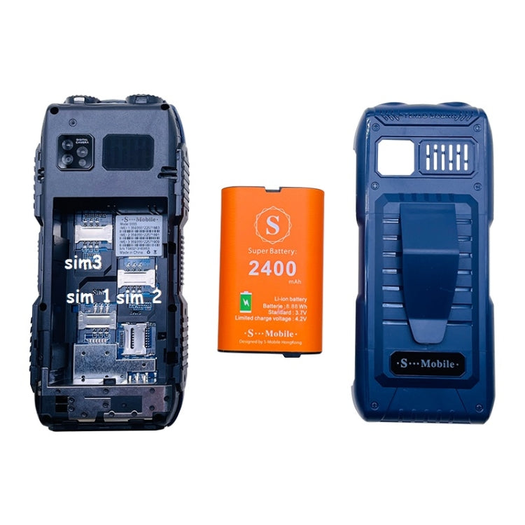 S555 Triple Proofing Elder Phone, Waterproof Shockproof Dustproof, 2400mAh Battery, 2.2. inch, 21 Keys, LED Flashlight, FM, Quad SIM, with Antenna(Blue) - Others by PMC Jewellery | Online Shopping South Africa | PMC Jewellery