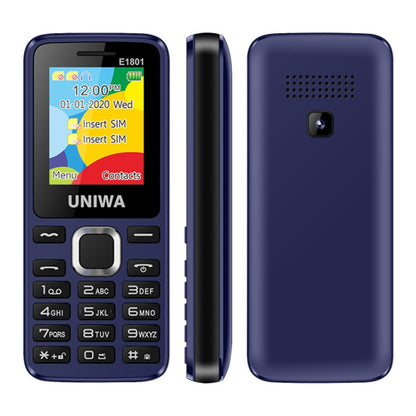 UNIWA E1801 Mobile Phone, 1.77 inch, 800mAh Battery, 21 Keys, Support Bluetooth, FM, MP3, MP4, GSM, Dual SIM(Blue) - UNIWA by UNIWA | Online Shopping South Africa | PMC Jewellery