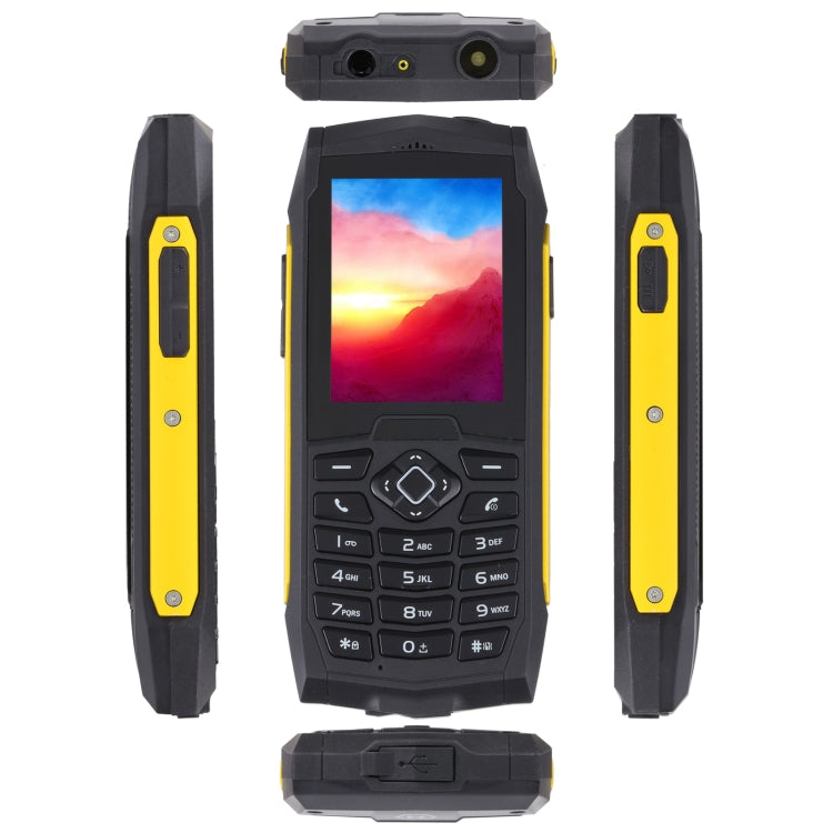 Rugtel R1D Rugged Phone, IP68 Waterproof Dustproof Shockproof, 2.4 inch, MTK6261D, 2000mAh Battery, Loud Box Speaker, FM, Network: 2G, Dual SIM(Yellow) - Others by Rugtel | Online Shopping South Africa | PMC Jewellery | Buy Now Pay Later Mobicred