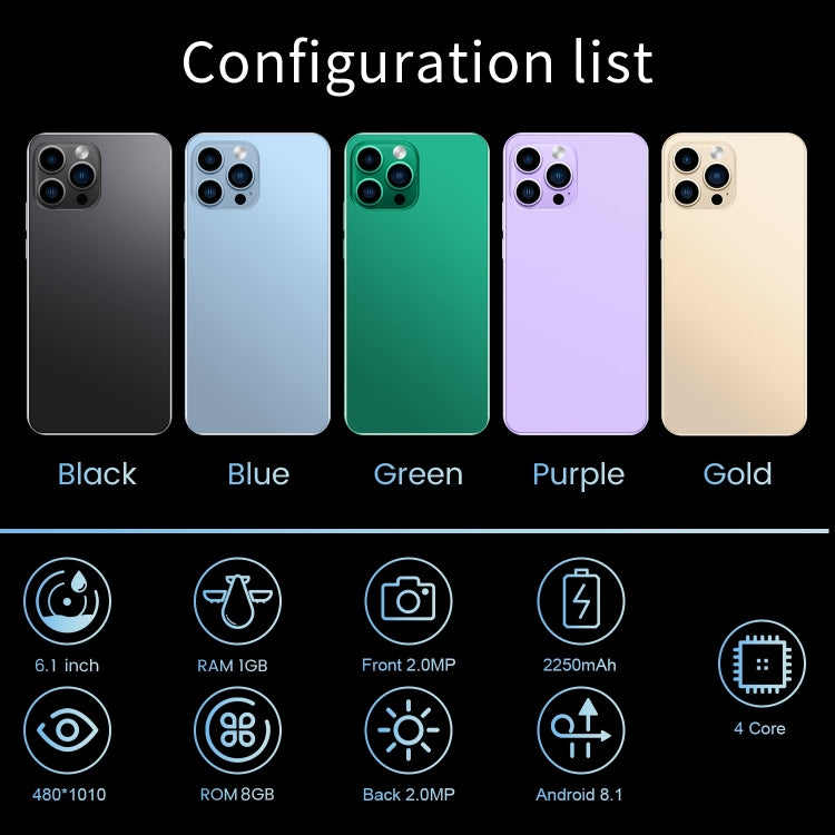 i14 Pro Max N85, 1GB+8GB, 6.1 inch Screen, Face Identification, Android 8.1 MTK6580A Quad Core, Network: 3G, Dual SIM (Gold) - free shipping - PMC TechLife - Order now!