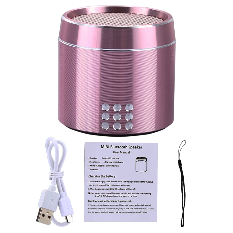 PTH-02 Portable True Wireless Stereo Mini Bluetooth Speaker with LED Indicator & Sling(Pink) - Mini Speaker by PMC Jewellery | Online Shopping South Africa | PMC Jewellery