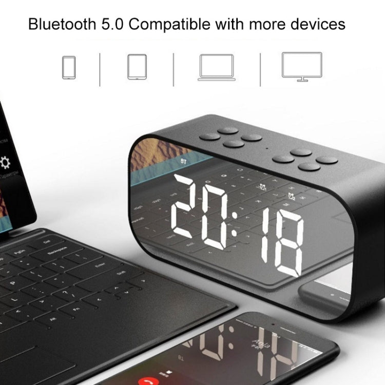 AEC BT501 Bluetooth 5.0 Mini Speaker with LED & Alarm Clock & Clock & Mirror, Support 32G TF Card(Black) - Mini Speaker by AEC | Online Shopping South Africa | PMC TechLife | Buy Now Pay Later Mobicred