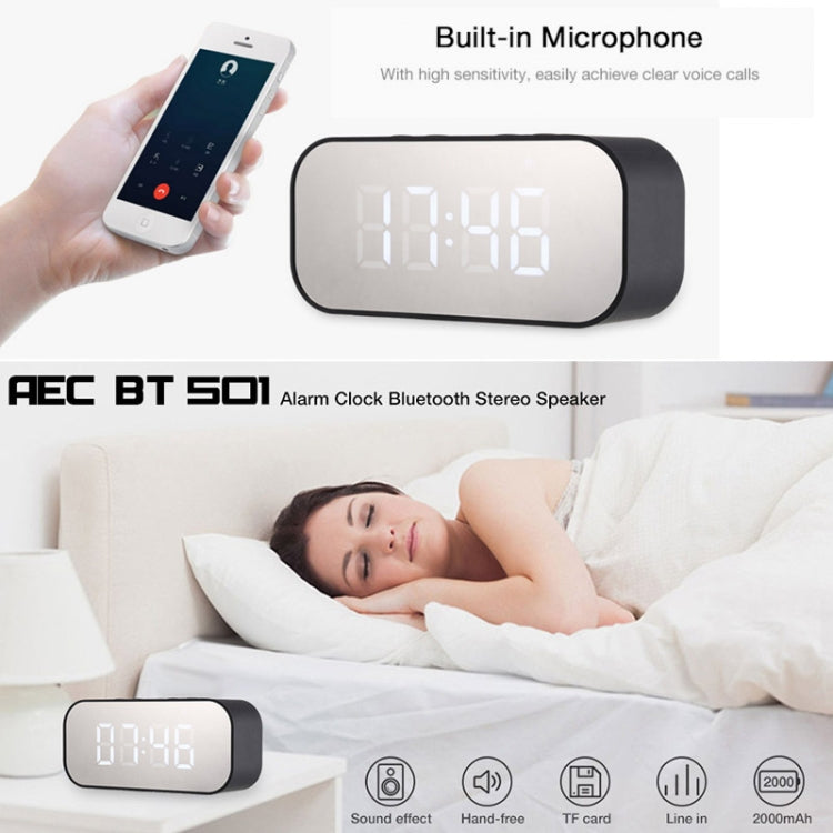 AEC BT501 Bluetooth 5.0 Mini Speaker with LED & Alarm Clock & Clock & Mirror, Support 32G TF Card(Blue) - Mini Speaker by AEC | Online Shopping South Africa | PMC Jewellery