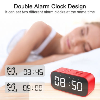 AEC BT501 Bluetooth 5.0 Mini Speaker with LED & Alarm Clock & Clock & Mirror, Support 32G TF Card(Red) - Mini Speaker by AEC | Online Shopping South Africa | PMC Jewellery