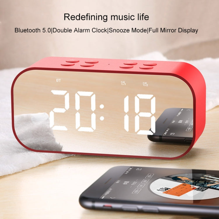 AEC BT501 Bluetooth 5.0 Mini Speaker with LED & Alarm Clock & Clock & Mirror, Support 32G TF Card(Red) - Mini Speaker by AEC | Online Shopping South Africa | PMC Jewellery