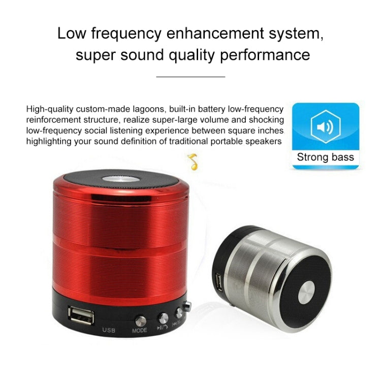 WS-887 Bluetooth Speaker with Lanyard, Support Hands-free Call & FM & U Disk & TF Card & AUX(Silver Grey) - Mini Speaker by PMC TechLife | Online Shopping South Africa | PMC TechLife