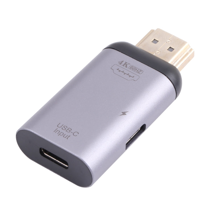 2 in 1 4K 60Hz HDMI Male to USB-C / Type-C Charging + USB-C / Type-C Female Adapter - Adapter by PMC Jewellery | Online Shopping South Africa | PMC Jewellery