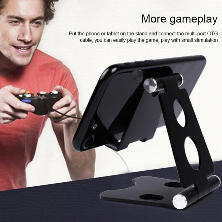ROOSTAND R2 Aluminum Alloy Mobile Desktop Tablet Bracket Double Folding Lazy Artifact, Size: 6.4x7x9cm(Black) - Desktop Holder by PMC TechLife | Online Shopping South Africa | PMC TechLife