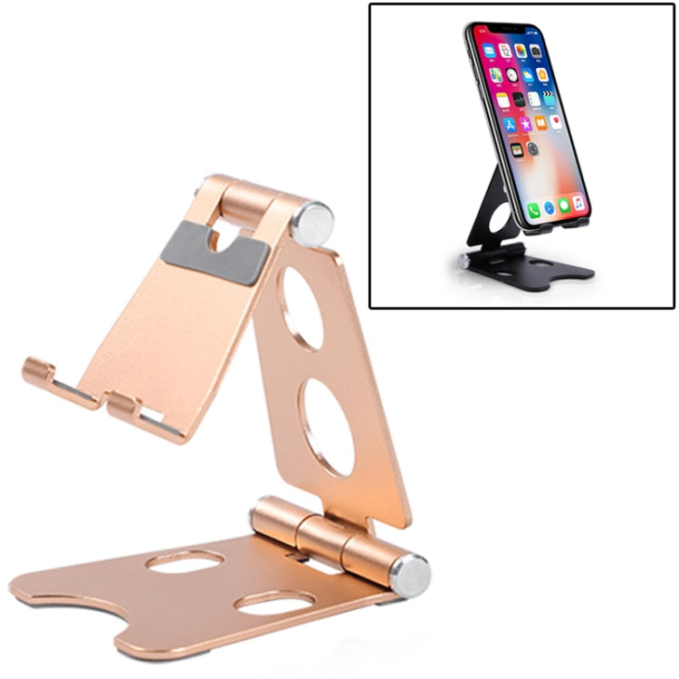 ROOSTAND R2 Aluminum Alloy Mobile Desktop Tablet Bracket Double Folding Lazy Artifact, Size: 6.4x7x9cm(Champagne Gold) - Desktop Holder by PMC Jewellery | Online Shopping South Africa | PMC Jewellery