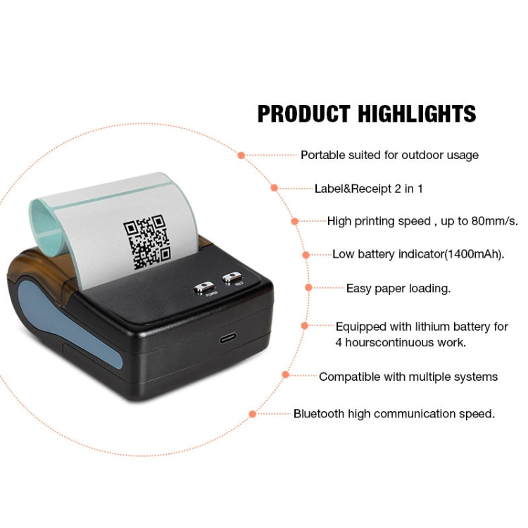 QS-8001 Portable 80mm Bluetooth POS Receipt Thermal Printer(Black) - Receipt Printers by PMC TechLife | Online Shopping South Africa | PMC TechLife | Buy Now Pay Later Mobicred