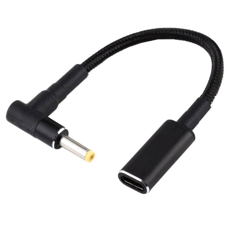 4.0 x 1.7mm Elbow to USB-C / Type-C Adapter Nylon Braid Cable - Universal Power Adapter by PMC TechLife | Online Shopping South Africa | PMC TechLife