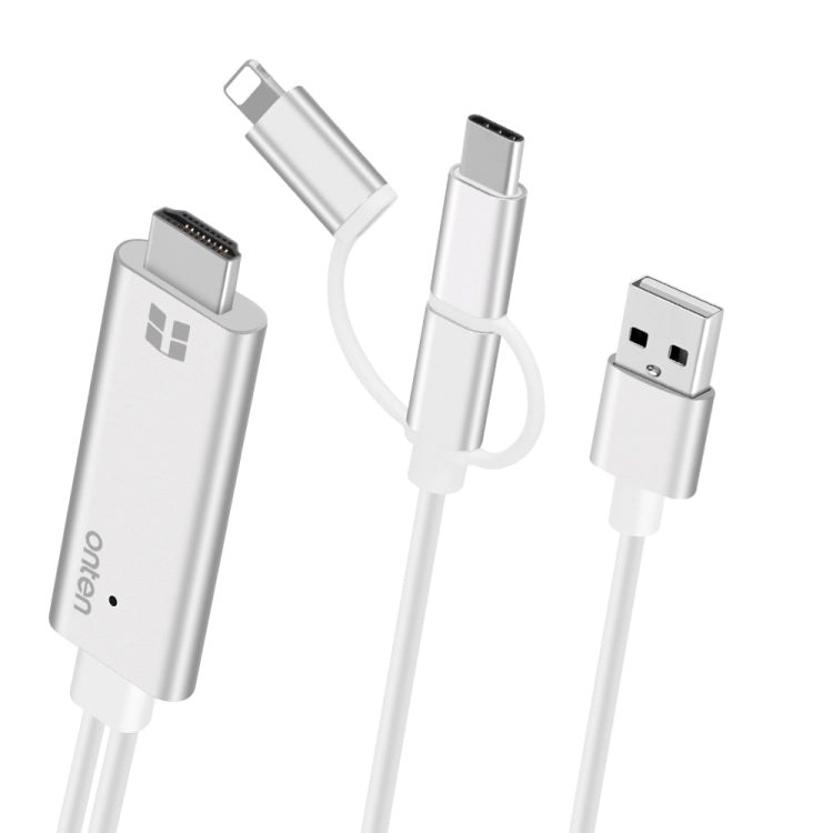 Onten OTN-7537A 3 in 1 1080P Mobile HD Screen Player Adapter Cable(Silver) - free shipping - PMC TechLife - Order now!