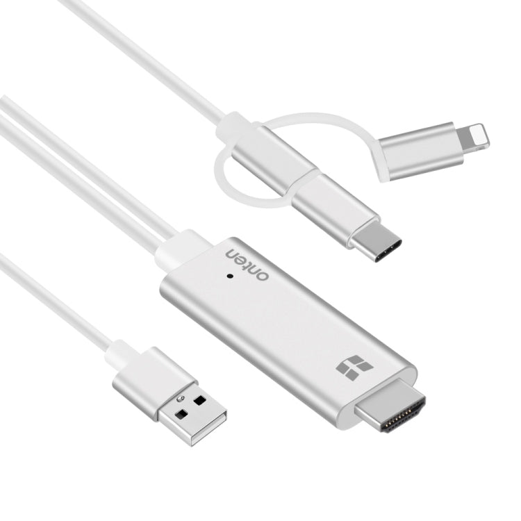 Onten OTN-7537A 3 in 1 1080P Mobile HD Screen Player Adapter Cable(Silver) - free shipping - PMC TechLife - Order now!