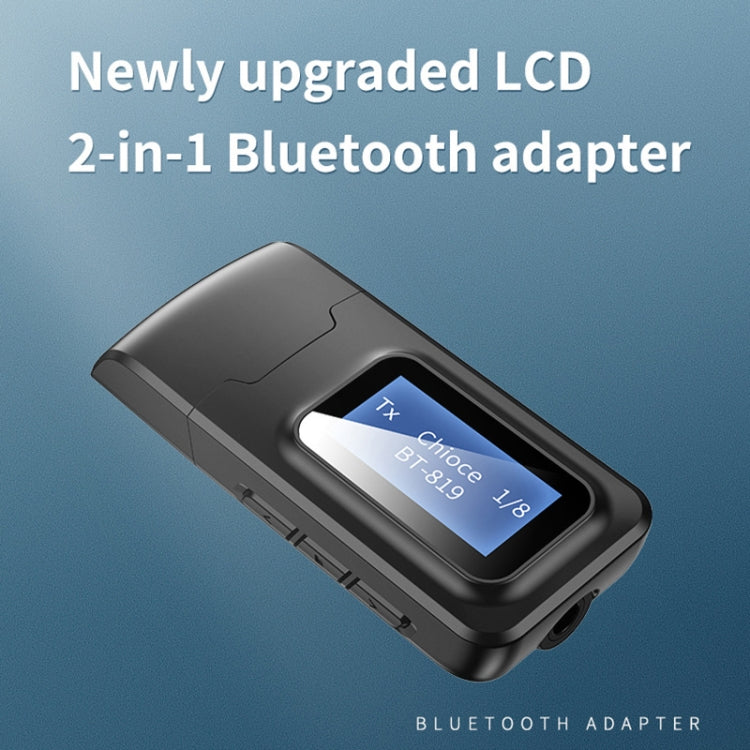 T11B 2 in 1 USB Bluetooth 5.0 Transmitter & Receiver Audio Adapter with LCD Screen(Black) - Audio Receiver Transmitter by PMC TechLife | Online Shopping South Africa | PMC TechLife