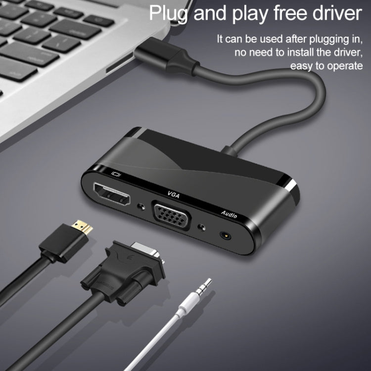 V83 USB-C / Type-C to 4K HDMI / VGA + 3.5mm Audio + USB Multi-function Adapter - free shipping - PMC TechLife - Order now!