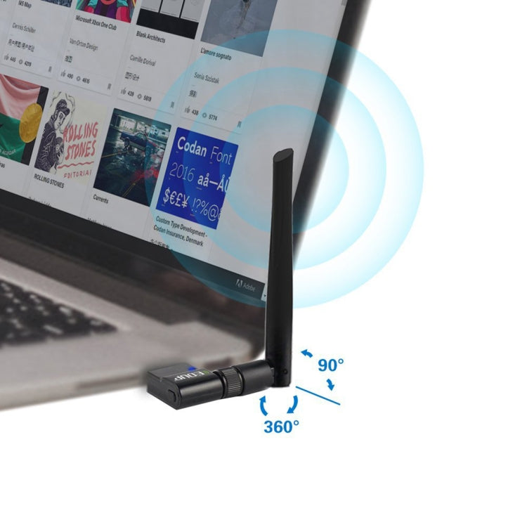 EDUP EP-AC1635 600Mbps Dual Band Wireless 11AC USB Ethernet Adapter 2dBi Antenna for Laptop / PC(Black) - USB Network Adapter by EDUP | Online Shopping South Africa | PMC Jewellery | Buy Now Pay Later Mobicred