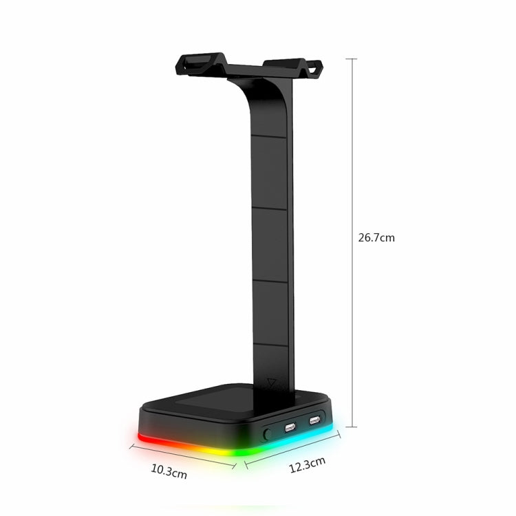 RGBD9 Colorful Glowing Gaming Headset Display Stand with Charging + Data Transmission Dual USB Interface (Black) - Anti-lost & Holder by PMC TechLife | Online Shopping South Africa | PMC TechLife
