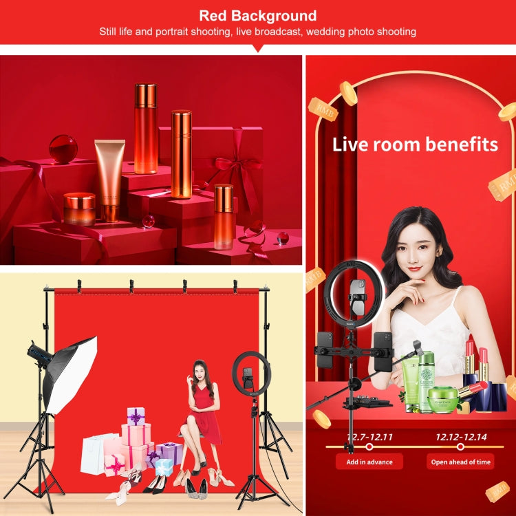 PULUZ 2x2m Photo Studio Background Support Stand Backdrop Crossbar Bracket Kit with Red / Blue / Green Backdrops - free shipping - PMC TechLife - Order now!