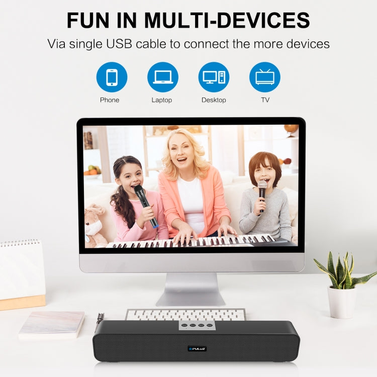 PULUZ 10W Soundbar Wired Wireless Bluetooth Surround Speaker(Black) - Desktop Speaker by PULUZ | Online Shopping South Africa | PMC Jewellery | Buy Now Pay Later Mobicred