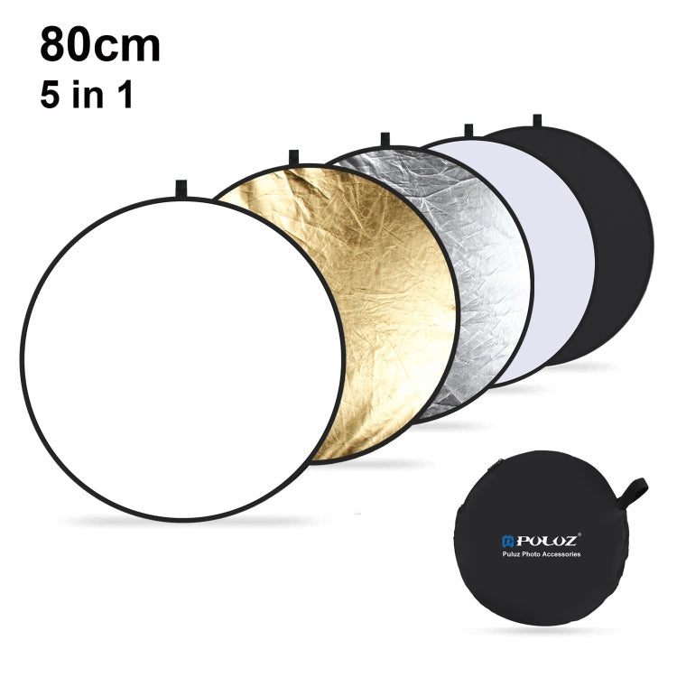 PULUZ 80cm 5 in 1 (Silver / Translucent / Gold / White / Black) Folding Photo Studio Reflector Board -  by PULUZ | Online Shopping South Africa | PMC Jewellery | Buy Now Pay Later Mobicred